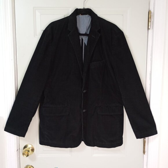 J. Crew Mens Corduroy Blazer Jacket Large Black Vintage Style - Picture 1 of 12